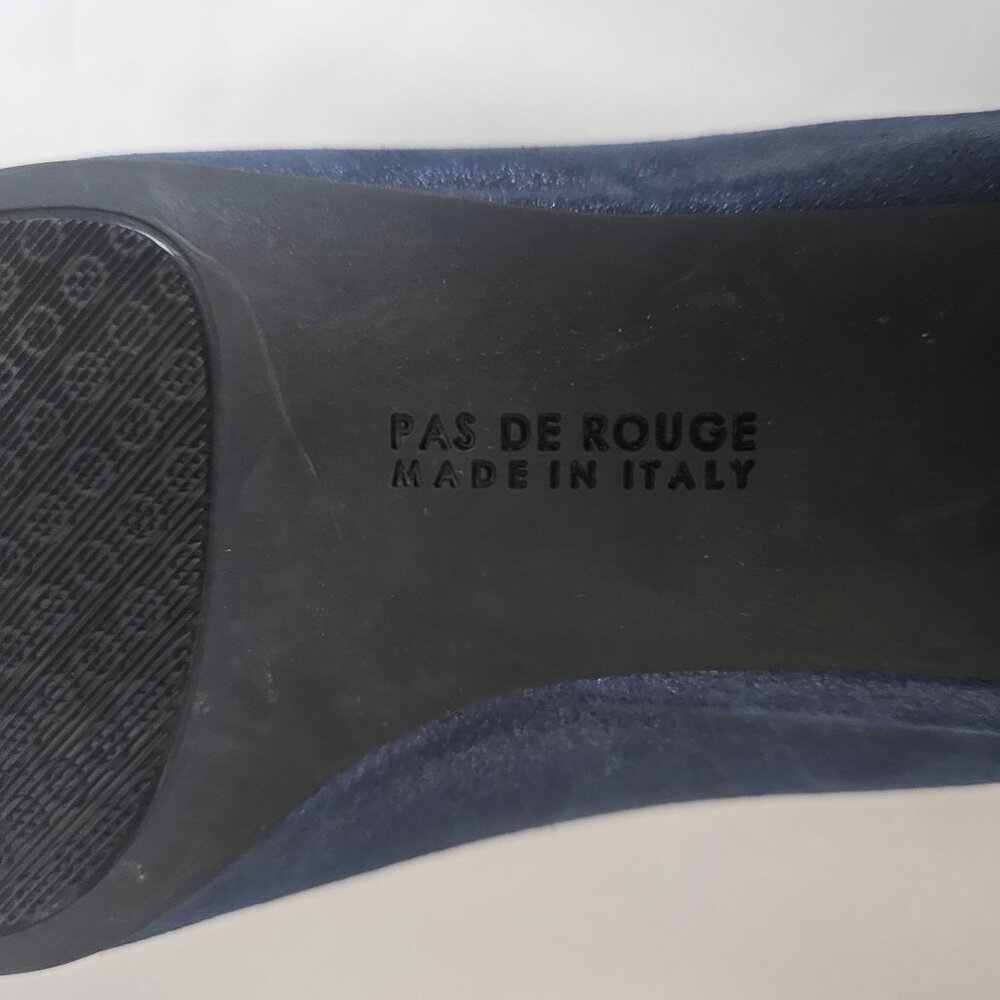 PAS DE ROUGE Women's Navy Blue Suede Pointed Toe Low Block Heel Shoes Size 40.5 - Picture 8 of 8